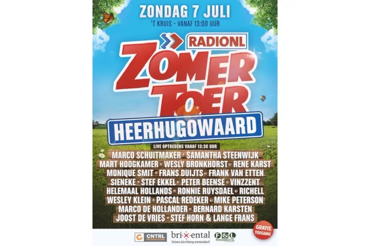 Topartiesten op RADIONL Zomertoer! Op 7 juli op de IJsbaan 't Kruis